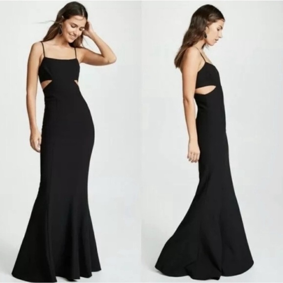 Likely x Revolve Tamarelli Black Tie Cutout Maxi Gala Gown Formal Dress Size 12 - Picture 1 of 10